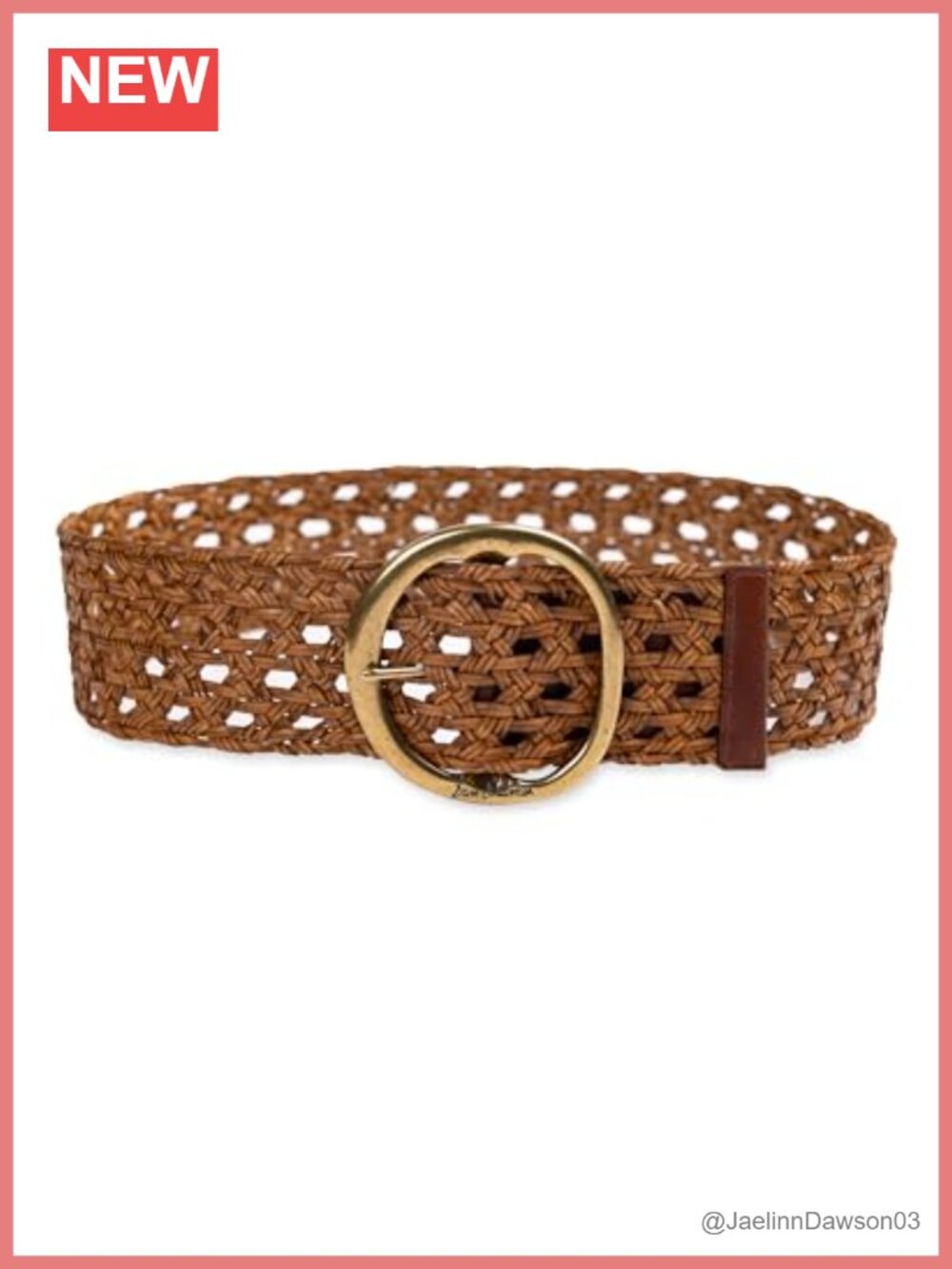 Sam Edelman Wide Width Fashion Leather Belt Woven Round Buckle 2.75"